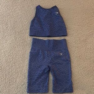 Gymshark Blue Sports Bra and Short Set